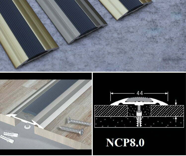 Thông số mặt cắt nẹp nhôm chống trơn mặt bằng thông phòng NCP8.0